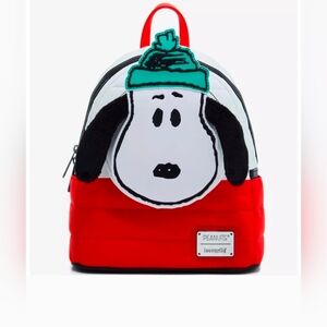 NWT- Loungefly Peanuts Snoopy Puffer Mini Backpack